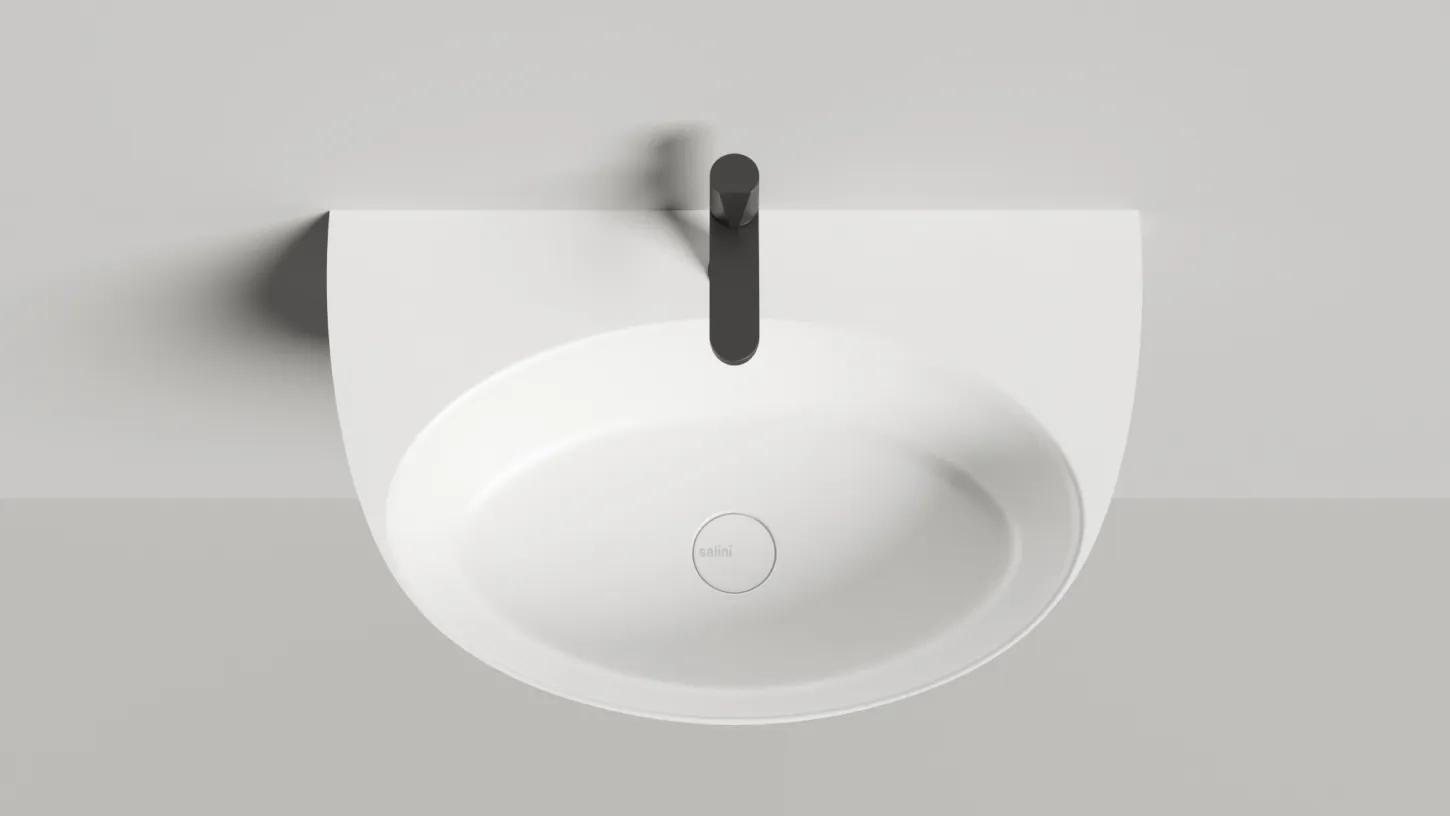 Раковина подвесная/накладная овальная SALINI ALDA WALL 03 140313G 450х710х150мм, S-Sense, с отверстием под смеситель, цвет Белый глянцевый