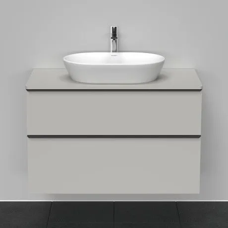 Тумба подвесная под раковину DURAVIT D-Neo DE4968040707 550 мм х 1000 мм, с двумя выдвижными ящиками и консолью, бетонно-серый матовый