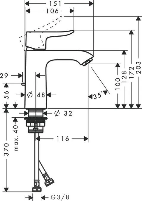 Смеситель для раковины Hansgrohe Metris 31080000 Хром