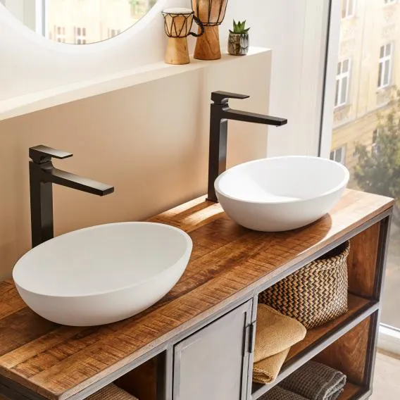 Смеситель для раковины однорычажный Hansgrohe Metropol 32512670 со сливным донным клапаном Push-Open, чёрный матовый