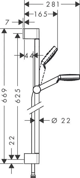 Душевой гарнитур со штангой 65 см Hansgrohe Crometta 1jet 26554400 Белый/Хром