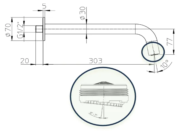 Настенный верхний душ BOSSINI PLY HP1000.030 Ø 30 мм, цвет Хром