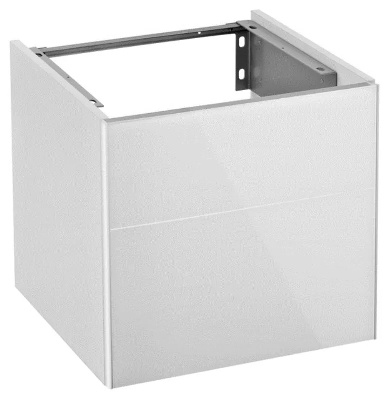 Тумба под раковину Keuco Royal Reflex 34040 210001 496x450x487 мм 1 дверца корпус белый глянец фасад белое стекло