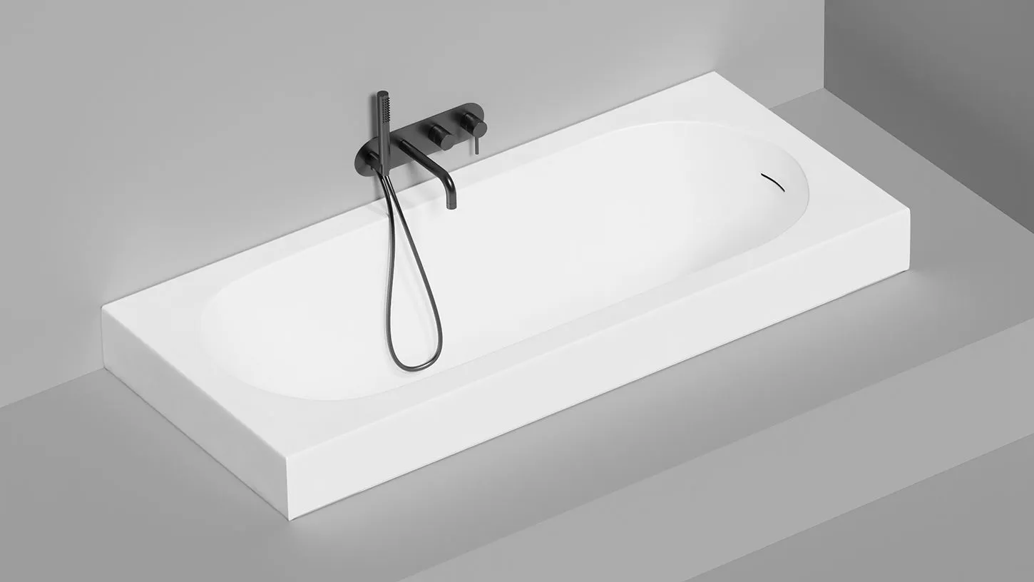 Встраиваемая ванна с овальной чашей SALINI ORNELLA KIT 102411M 750х1700х600 мм, S-Sense, регулируемые ножки, донный клапан "Click-Clack", сифон, интегрированный слив-перелив, цвет Белый матовый