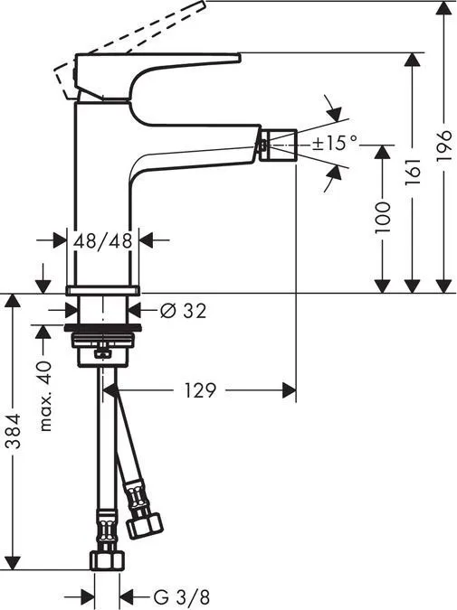 Смеситель для биде с донным клапаном Hansgrohe Metropol 74520000 Хром