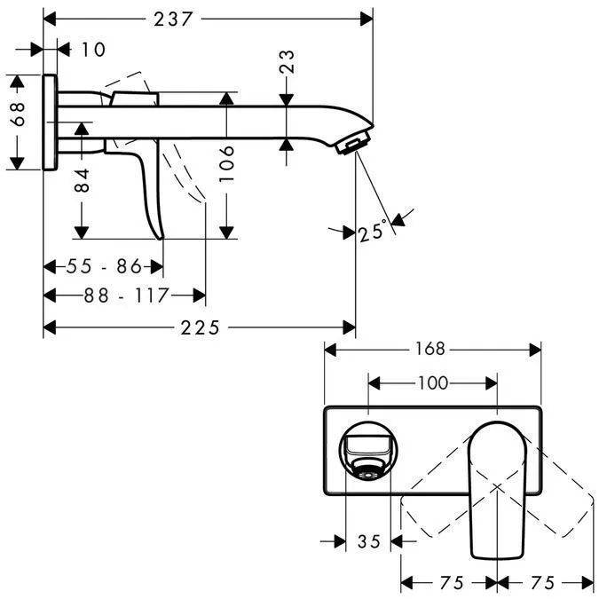 Смеситель для раковины настенный Hansgrohe Metris 31086000 Хром