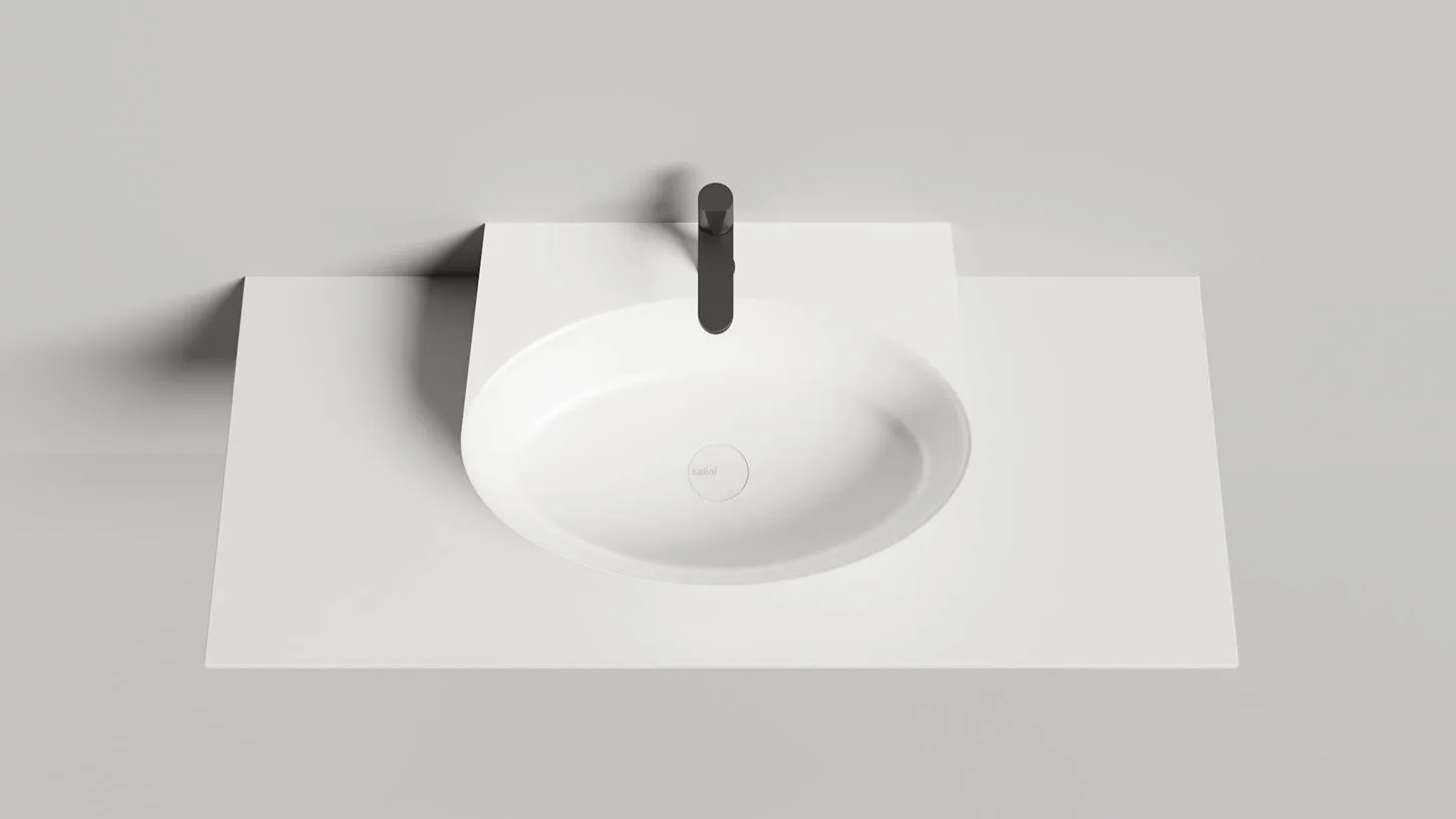 Раковина подвесная/накладная овальная SALINI ALDA WALL 02 140312G 450х580х150мм, S-Sense, с отверстием под смеситель, цвет Белый глянцевый