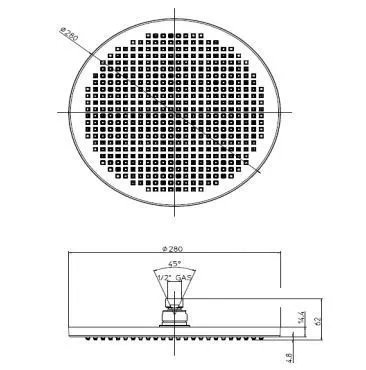 Верхний душ BOSSINI Apice H31430G.045 280 мм, с потолочным кронштейном 300 мм, белый матовый (изделие снято с производства)