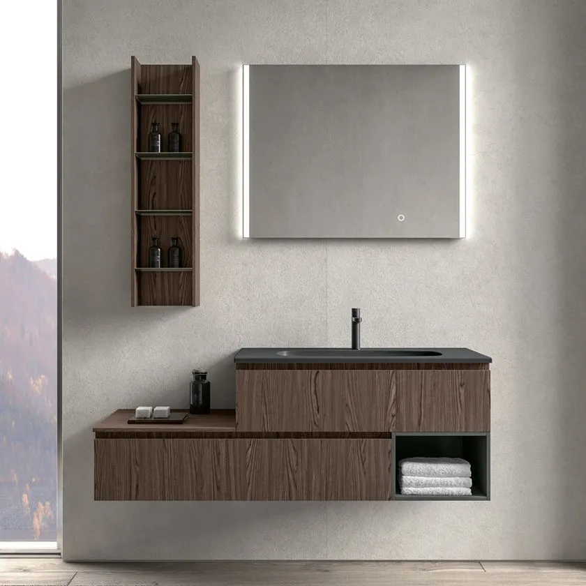 Полка для ванной комнаты BMT GALAXY 907 537 CLB 02 295    250х972х170 мм, цвет Chestnut/Metallic Titanium