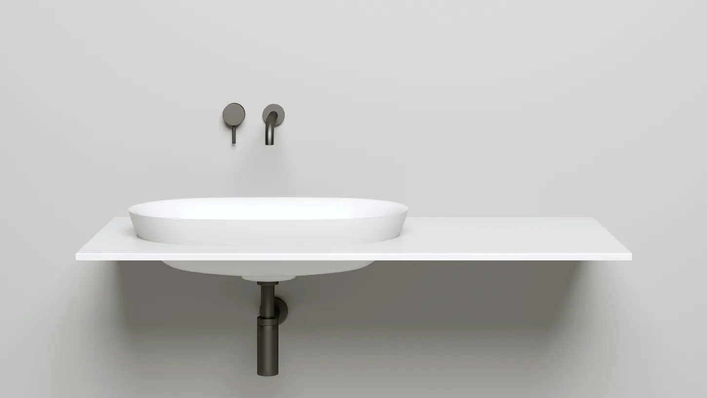 Раковина полувстраиваемая овальная SALINI MAREA 01 1802201M 645х387х165мм, S-Stone, без донного клапана, цвет Белый матовый