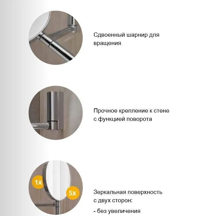 Зеркало косметическое двустороннее настенное KEUCO PLAN 17649 170002 без подсветки, алюминий серебристый анодированный