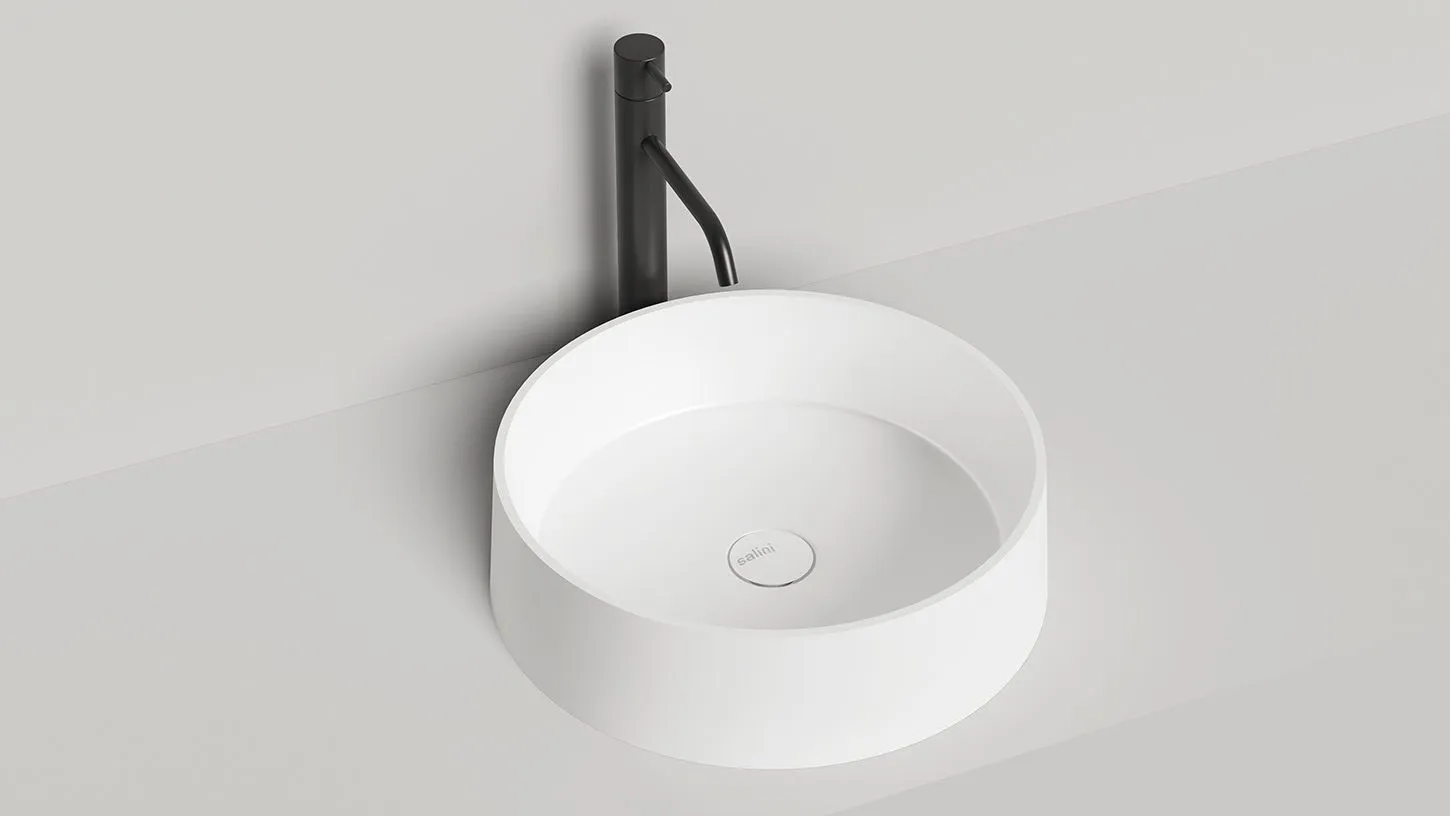 Раковина накладная круглая SALINI GLORIA 01 1102201M 440х440х125мм, S-Stone, без донного клапана, цвет Белый матовый