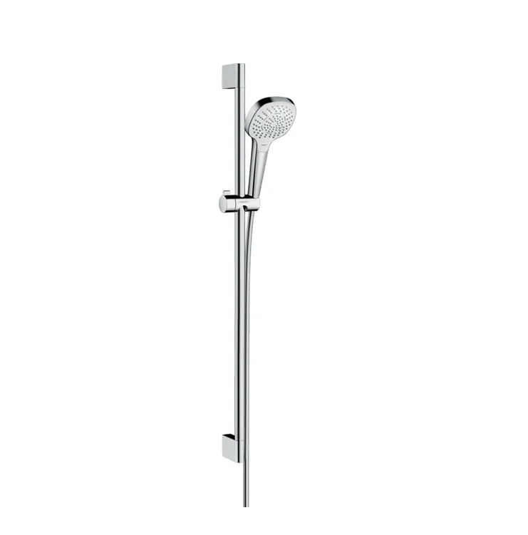 Душевой гарнитур HANSGROHE Cromа Select Е 26595400 со штангой 90 см, ручным душем, держателем и шлангом 160 см, с EcoSmart, цвет Белый/Хром