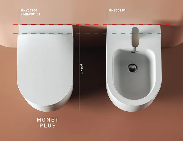 Унитаз приставной безободковый ARTCERAM Monet Plus MNV003 05 00 540 мм х 360 мм х 480 мм, c покрытием Saniglaze, смыв Whirl-Flush, с креплением, цвет Белый матовый