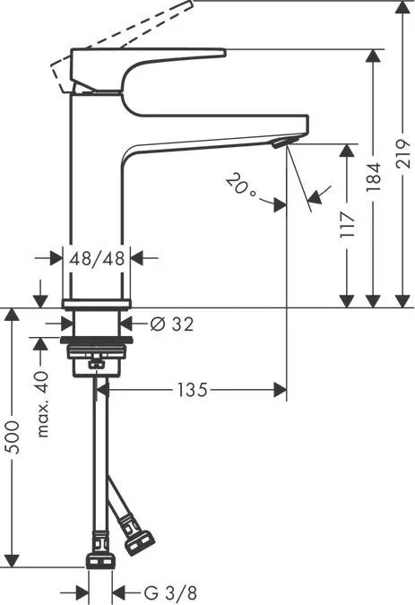 Смеситель для раковины с донным клапаном Hansgrohe Metropol 32507000 Хром