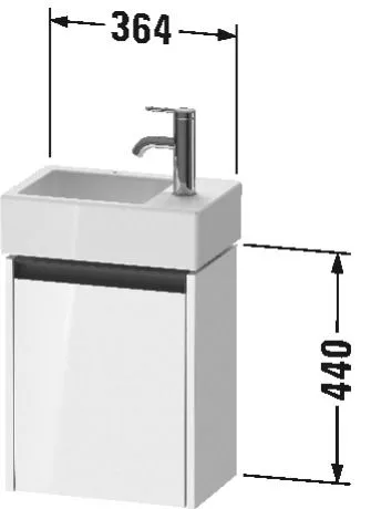 DURAVIT (Ketho.2) Тумба подвесная под раковину арт.072438, 238 мм х 364 мм х 440 мм, 1 дверца, петли слева, бетонно-серый  матовый