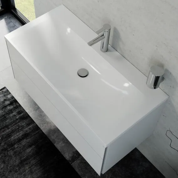 Комплект мебели KEUCO Royal Reflex.2  39604 210100 тумба 996 мм х 487 мм и умывальник 1000 мм х 490 мм, Белый глянцевый/белый