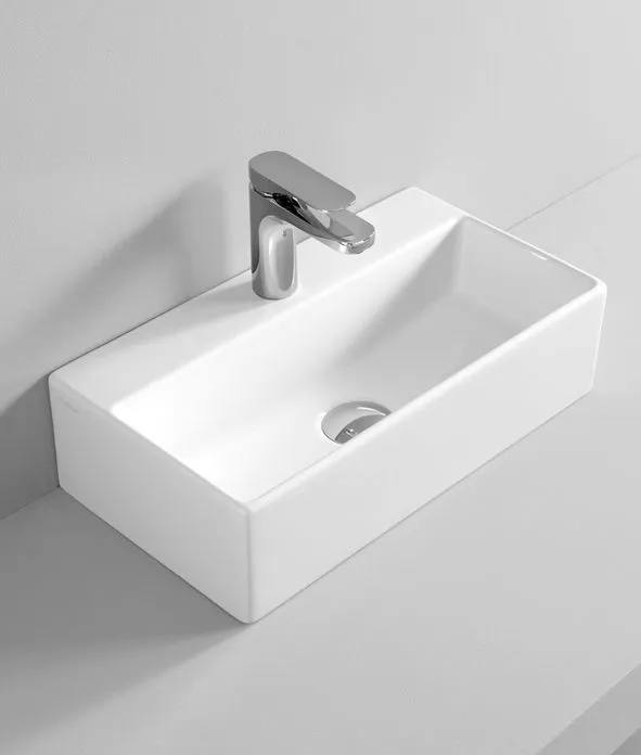 Раковина подвесная/накладная ARTCERAM QUADRO QUL001 01 00 500 мм х 270 мм, c отверстием под смеситель, без перелива, белый глянцевый (Снято с производства)
