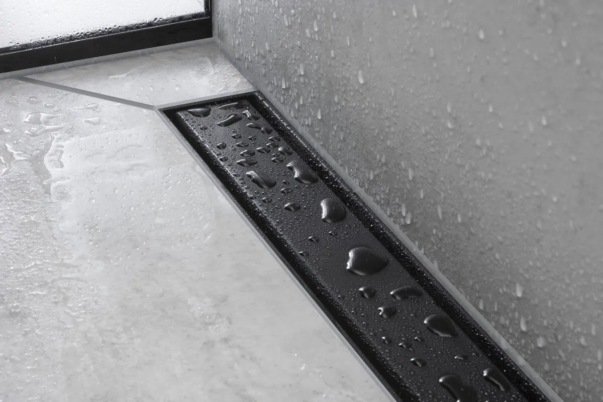Внешняя часть линейного слива для душа HANSGROHE RainDrain Match 56036670 600 мм, c регулировкой по высоте, матовый чёрный