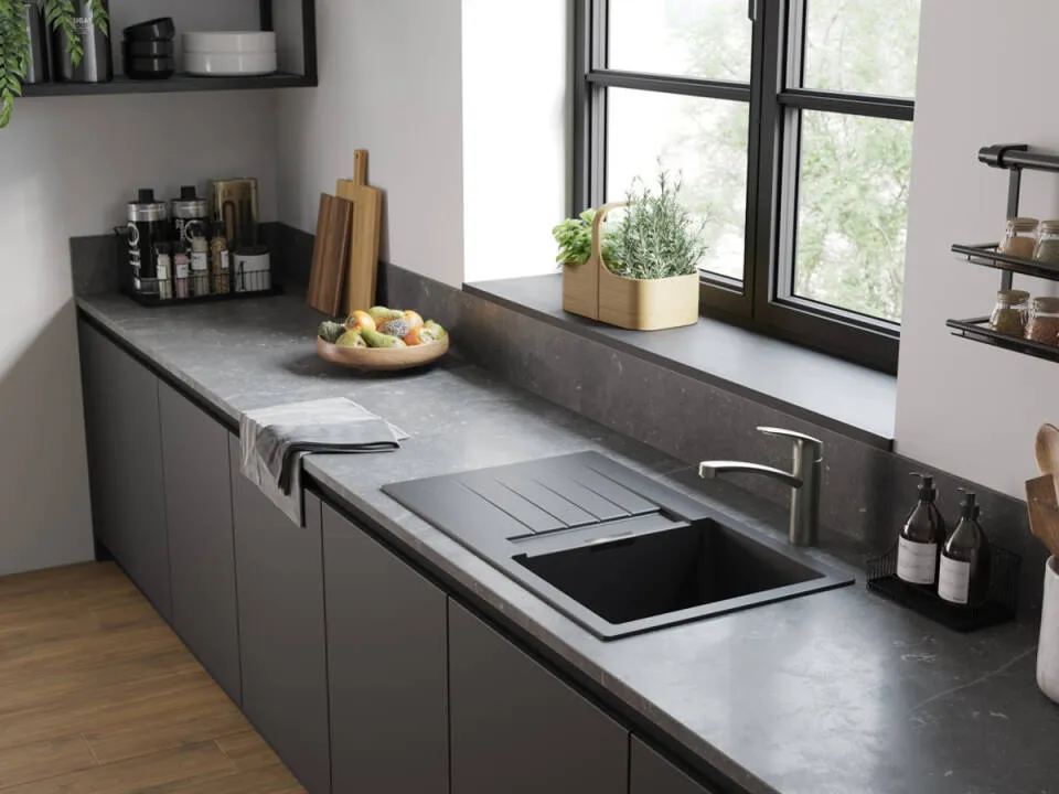 Кухонный смеситель однорычажный c поворотным изливом 1jet HANSGROHE Focus M41 31826000 160 мм, с EcoSmart, цвет Хром