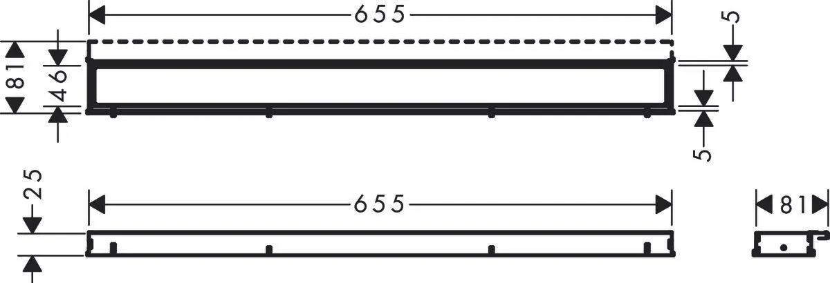 Внешняя часть линейного слива для душа HANSGROHE RainDrain Match 56037000 700 мм, c регулировкой по высоте, хром