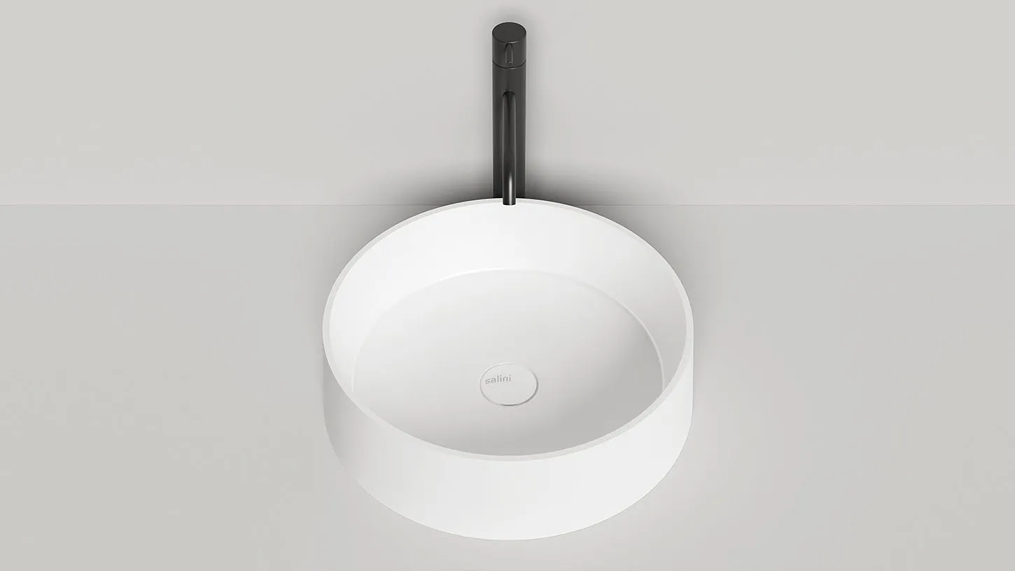 Раковина накладная круглая SALINI GLORIA 01 1102201M 440х440х125мм, S-Stone, без донного клапана, цвет Белый матовый