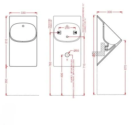 Писсуар подвесной ARTCERAM LA FONTANA LFO002 17 00 330 мм х 310 мм, c сифоном и креплением, чёрный матовый (СНЯТО С ПРОИЗВОДСТВА)