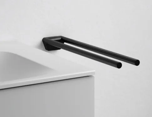 Полотенцедержатель двойной неповоротный KEUCO COLLECTION REVA 12818 370000 450 мм, чёрный матовый