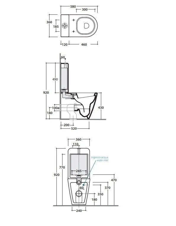 Напольный унитаз  GLOBO FORTY3 FO003BI 360 х 580 мм, (чаша), c выпуском Vario, для бачка FO008BI, белый глянцевый
