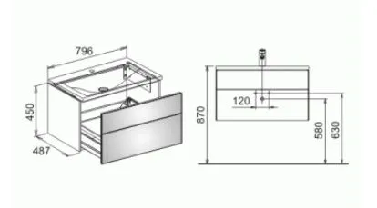 Тумба под умывальник Keuco Royal Reflex  34060 570000 корпус матовый лак/фасад стекло черный