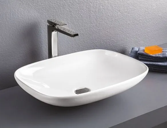 Раковина накладная ARTCERAM LA FONTANA LFL006 01 00 550 мм х 400 мм, без отверстия под смеситель, без перелива, белый глянцевый (Снято с производства)