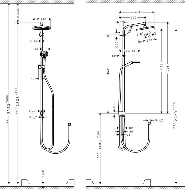 Душевая система Hansgrohe Crometta S 240 1jet 27270000 Хром