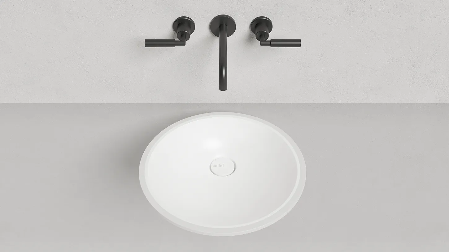 Раковина встраиваемая круглая SALINI MAREA 08 1802208M 420х420х135мм, S-Stone, без донного клапана, цвет Белый матовый