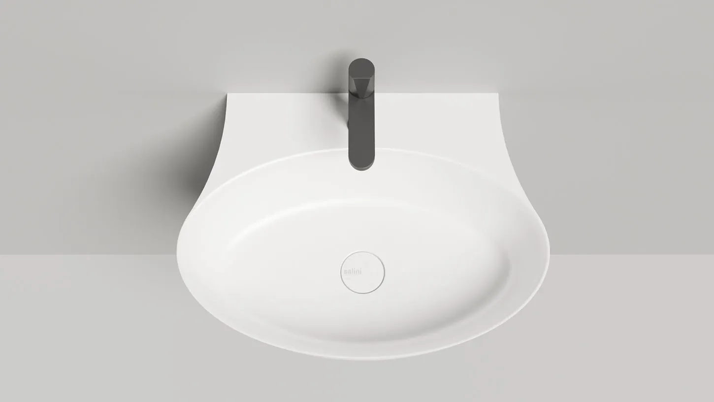 Раковина подвесная/накладная овальная SALINI ALDA WALL 01 140311G 450х580х150мм, S-Sense, с отверстием под смеситель, цвет Белый глянцевый