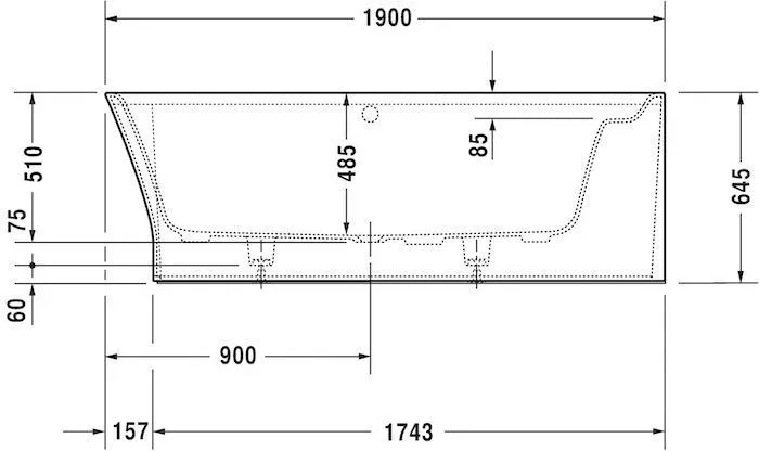 Ванна из композитного материала угловая Duravit Cape Cod 700363000000000 1900 х 485