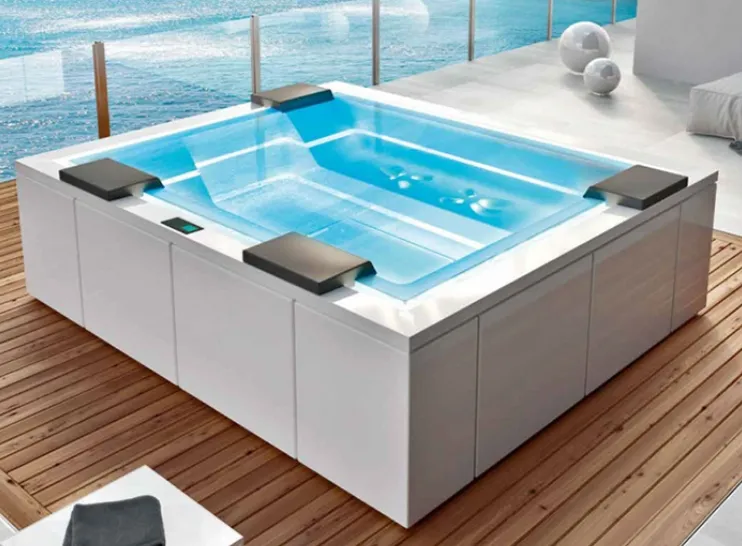 Бассейн с гидромассажем GRUPPO TREESSE ZEN PRO V202HXBNB22000SI 2350 мм х 2800 мм х 850 мм, с фильтрацией, хромотерапией и дезинфекцией, белый