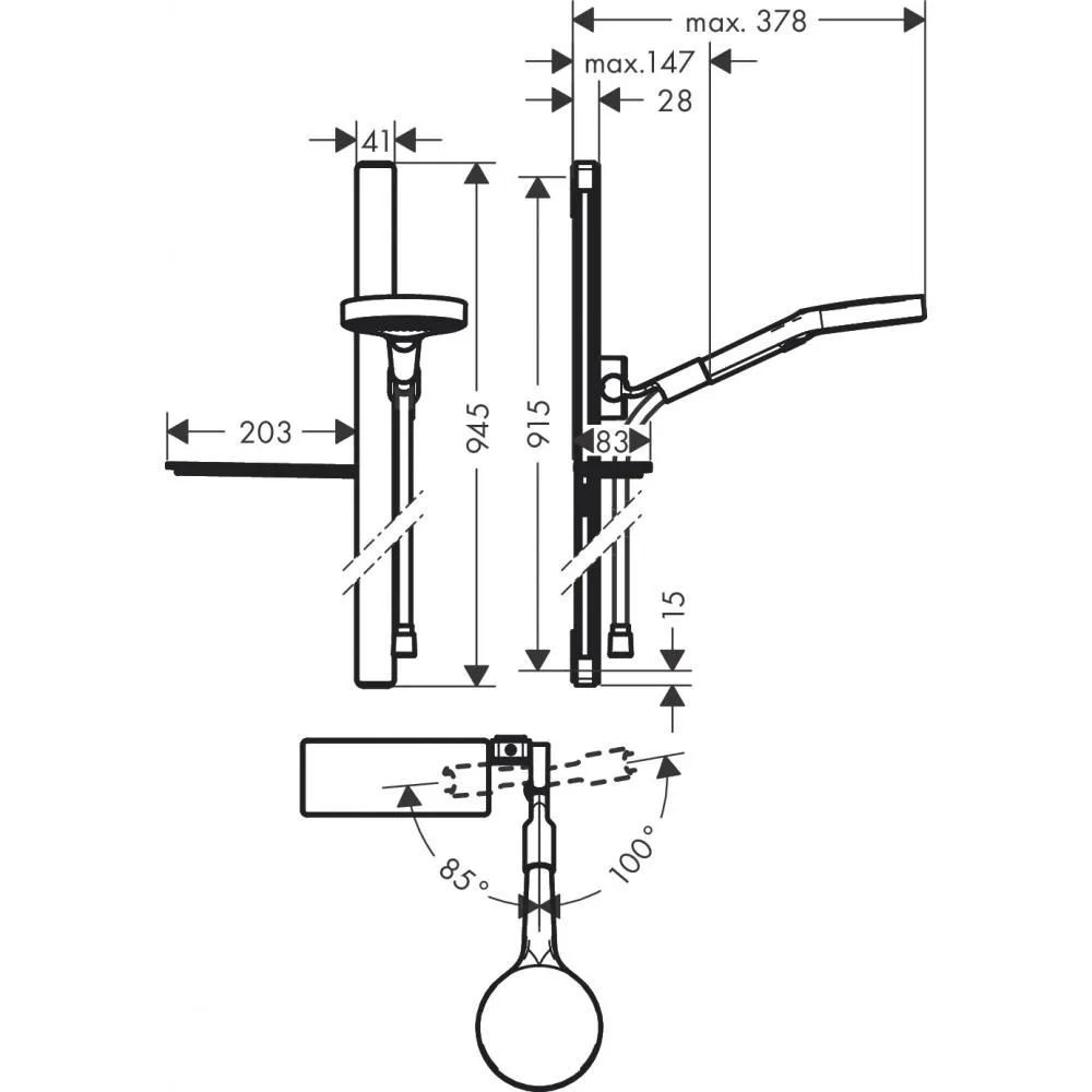 Душевой набор Hansgrohe Rainfinity 27671000 с одной полкой хром