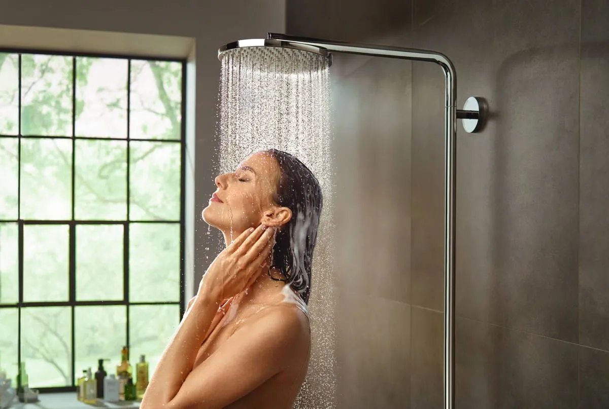 Душевой комплект HANSGROHE Raindance Select S240 1jet 27633340 Showerpipe с термостатом, цвет Шлифованный чёрный хром