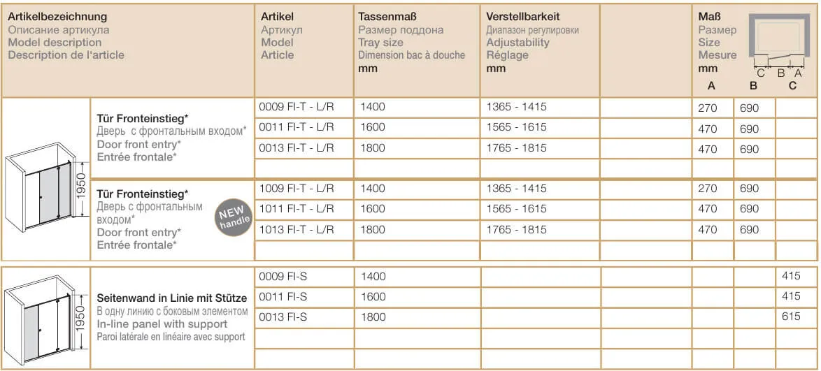 Дверь в нишу Provex Flat FI 0011 FI-T 05 GL с фронтальным входом 1600х195 мм