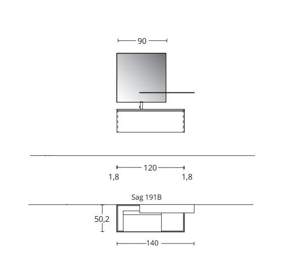 Комплект мебели BMT IKON IK-03    1400х2000х502 мм, раковиной, полкой и зеркалом, цвет Burnt Walnut