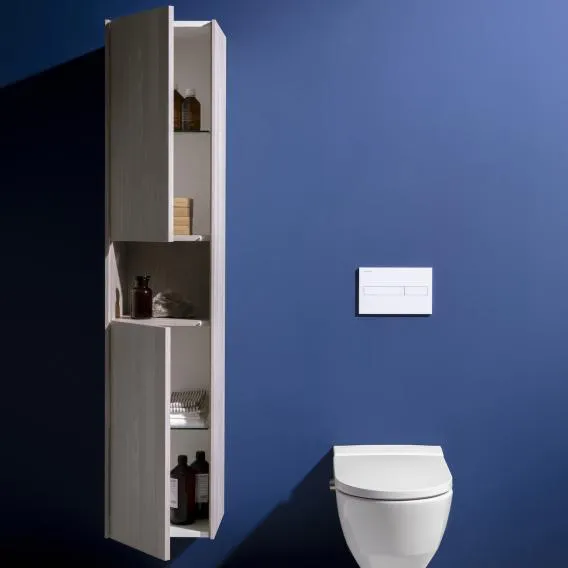Высокий шкаф-пенал  Laufen  Base  4.0270.2.110.262.1    165 см, с открытой полкой, 2 двери без ручек, петли справа, светлый вяз.