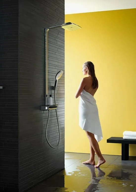 Душевая система с термостатом и ручным душем HANSGROHE Raindance E Showerpipe 360 1jet 27286400 с Ecosmart 9 л/мин, цвет Белый/Хром