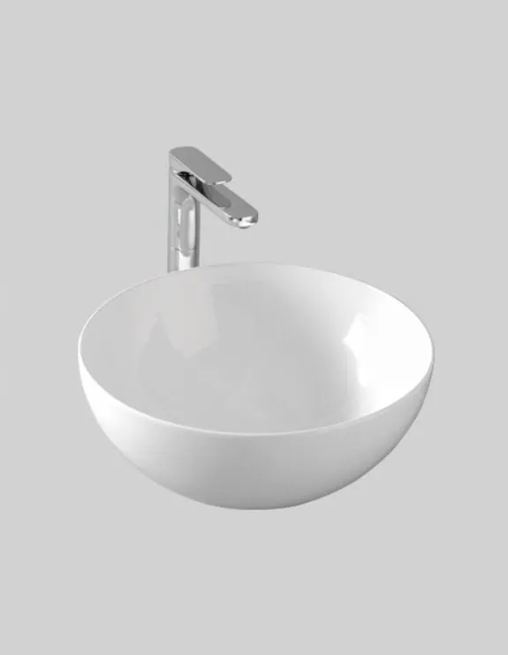 Раковина круглая накладная ARTCERAM LA CIOTOLA LCL001 01 00 460 мм х 460 мм, без отверстия под смеситель, без перелива, белый глянцевый