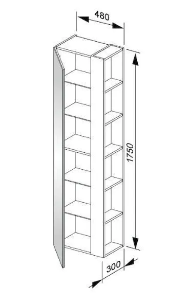 Высокий шкаф-пенал Keuco Plan 32932 180001 корпус ламинированный матовый кашемир, фасад стекло кашемир глянцевый