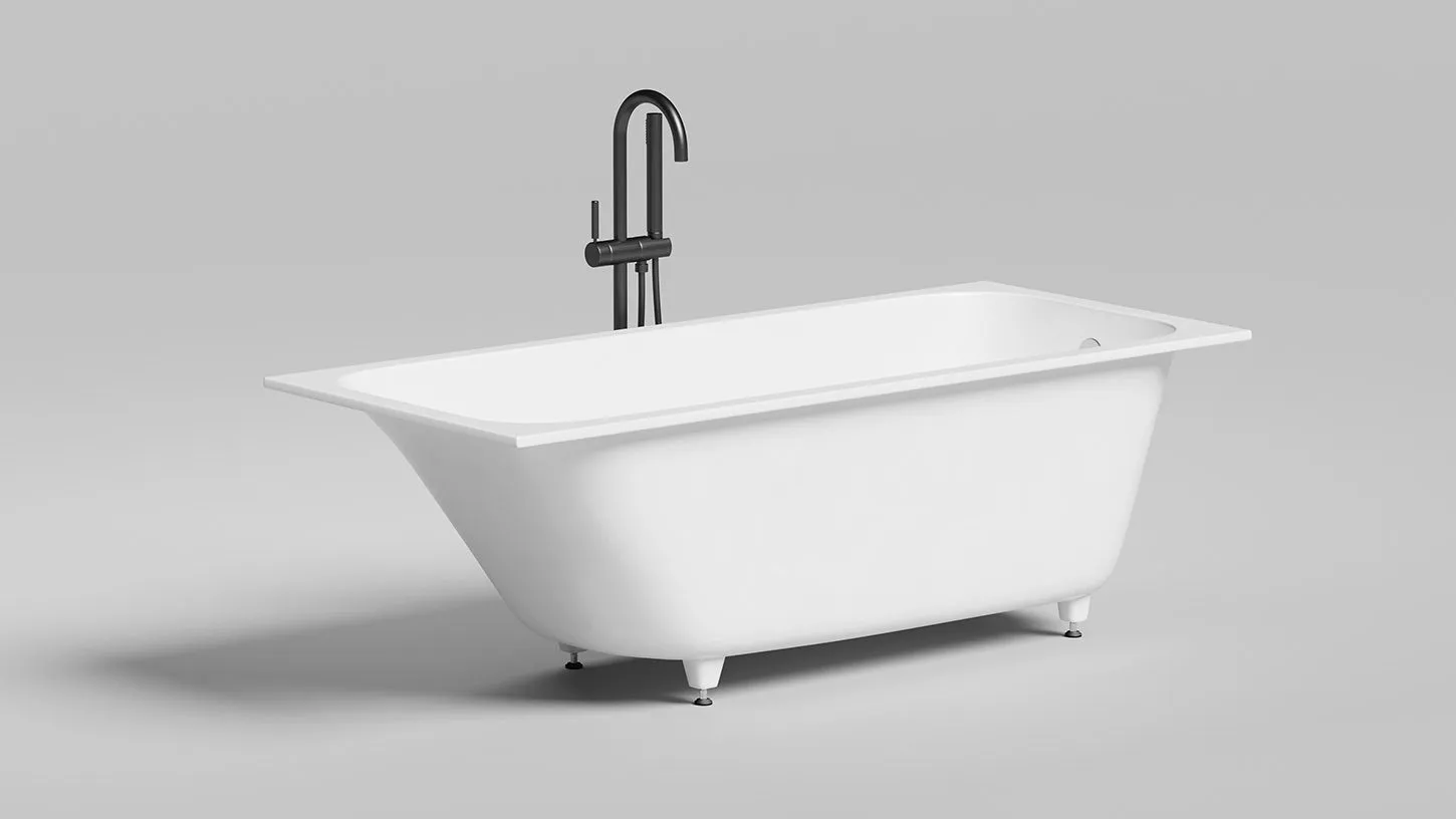 Встраиваемая прямоугольная ванна SALINI ORLANDA 102015M с регулируемыми ножками, из S-Sense, цвет Белый матовый