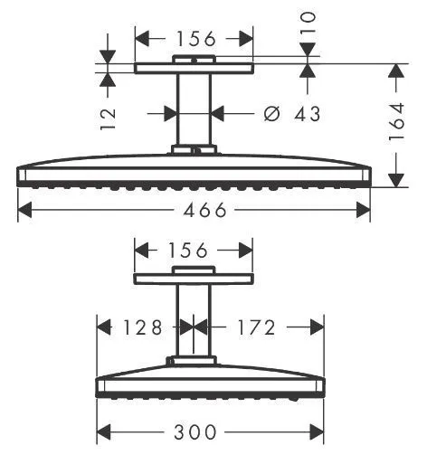 Верхний душ с потолочным держателем Hansgrohe Rainmaker Select 460 3jet 24016400 Хром/Белый