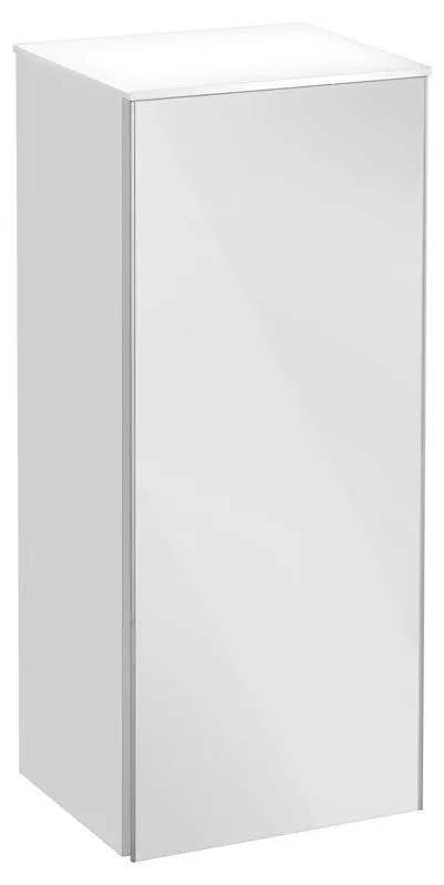 Средний шкаф Keuco Royal Reflex 34020 210001 350x845x335 мм 1 дверь петли слева корпус белый глянец фасад белое стекло