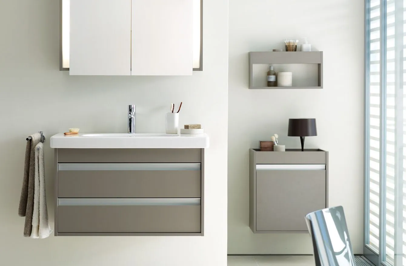 Тумба подвесная под раковину Duravit Ketho 6641 49 с двумя выдвижными ящиками, графит матовый