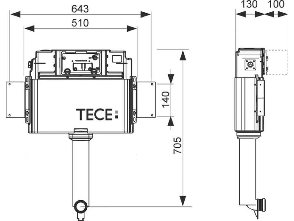 Смывной бачок скрытого монтажа TECE TECEprofil 9041008