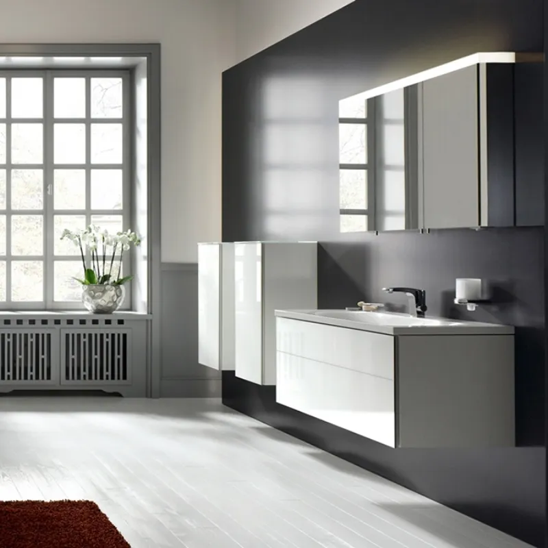 Комплект мебели KEUCO Royal Reflex.2  39604 210100 тумба 996 мм х 487 мм и умывальник 1000 мм х 490 мм, Белый глянцевый/белый
